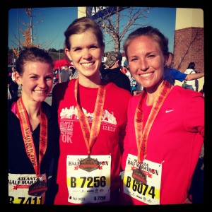 After crossing the finish line on Thanksgiving day - and PRing at 1:49.