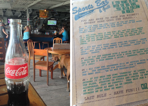 Lunch at the bar (pre-gametime) and the house rules